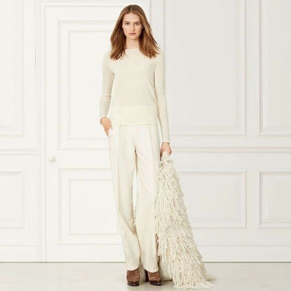 Ralph Lauren Ivory Hand Knit Wool Cashmere Shag Fringe Cardigan Vest - Picture 7 of 16